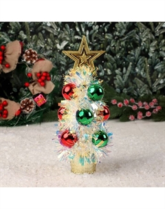 Искусственная ёлка настольная «. Праздничная», перламутр, 10×26 см, ПВХ ветки Зимнее волшебство