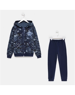 Спортивный костюм (толстовка, брюки) для мальчика, цвет синий/камуфляж, рост 104 см (30) Tusi