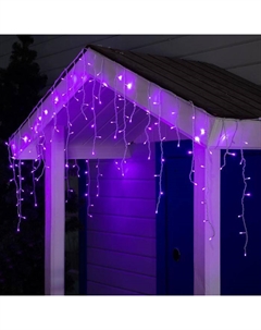 Гирлянда «Бахрома» 3×0.6 м, IP44, УМС, белая нить, 160 LED, свечение фиолетовое, 220 В Luazon lighting