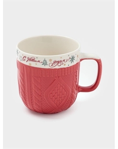 Кружка новогодняя «Праздничное настроение», 370 мл, фарфор, красная Доляна