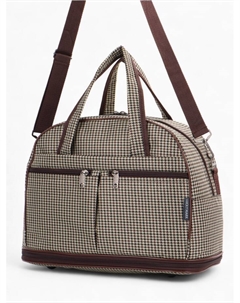 Сумка дорожная на молнии, 3 наружных кармана, с увеличением, длинный ремень, бежевый/коричневый Lucky mark