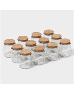 Набор баночек для специй «Парфе», 130 мл, 7×6.5 см, с пробковой крышкой, 12 шт., стекло Доляна