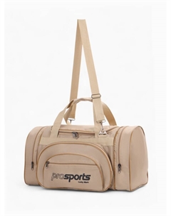 Сумка дорожная на молнии, 4 наружных кармана, длинный ремень, бежевый Lucky mark