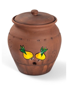 Банка для хранения лука «Роспись», 5 л, с отверстиями для вентиляции, молочение, коричневая Кунгурская керамика