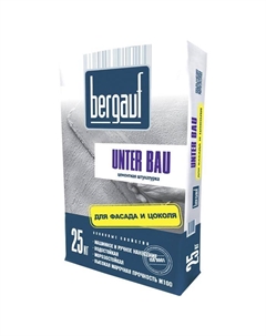 Штукатурка цементная Unter Bau, для цоколя и фасадов, 25 кг Bergauf