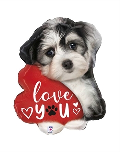 Шар воздушный фольгированный 24" «Щенок с сердцем» Grabo