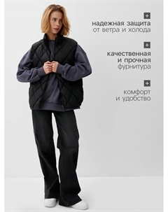 Жилет женский демисезонный на молнии, чёрный, размер 46 Collorista