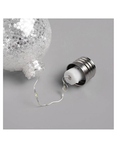 Набор ёлочных шаров «Звёздочки серебристые», 3 шт., d=8 см, от батареек, свечение белое Luazon lighting