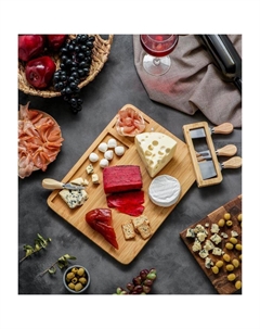 Набор для подачи сыра «Маасдам», 4 ножа, соусник, бамбук Доляна