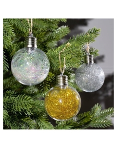 Набор ёлочных шаров «Мишура цветная тёплая», 3 шт., d=8 см, 5 LED, от батареек, свечение белое Luazon lighting