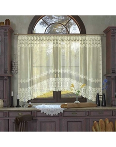 Тюль на кухню со шторной лентой, 285×165 см, цв. Ваниль, 100% полиэстер Лента