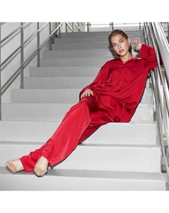 Костюм женский (рубашка, брюки) : Silk pleasure цвет красный, размер 46 Minaku