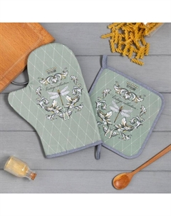 Набор кухонный «Vintage collection» варежка-прихватка 20×28 см, прихватка 19×19 см,100% хл Этель