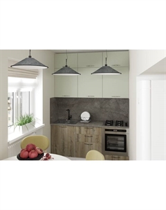 Кухонный гарнитур прямой «Анхель макси», 1800 мм, цвет дуб дарго/белый/орегано Gerda