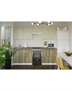 Кухонный гарнитур прямой «Анхель мега», 2300 мм, цвет дуб дарго/белый/орегано Gerda