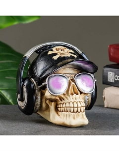 Копилка для денег «Череп Весёлый Роджер», полистоун, чёрная кепка, 15.5×16×13 см Хорошие сувениры