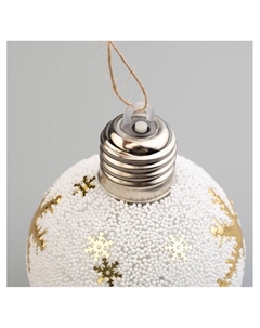 Набор ёлочных шаров «Золотистые узоры», 3 шт., d=8 см, 1 LED, от батареек, свечение тёплое белое Luazon lighting