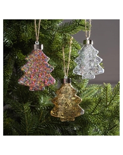 Набор ёлочных шаров «Ёлочки», 3 шт., 1 LED, от батареек, свечение тёплое белое, RGB, белое Luazon lighting