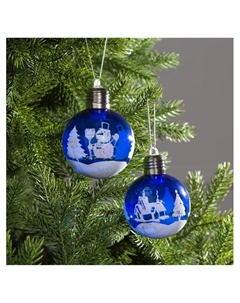 Набор ёлочных шаров «Зимний пейзаж», 2 шт, d=8 см, 1 LED, от батареек, свечение RGB Luazon lighting