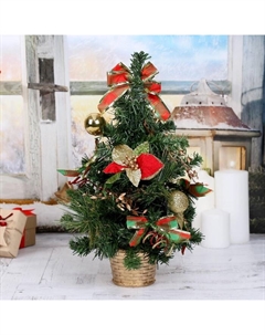 Искусственная ёлка настольная «. Новогодние листочки», 40 см, ветки ПВХ отгибаются Зимнее волшебство