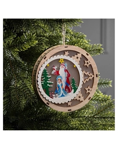 Подвеска световая «Дед Мороз и Снегурочка», 15×3 см, 6 LED, от батареек АААx2, свечение тёплое белое Luazon lighting