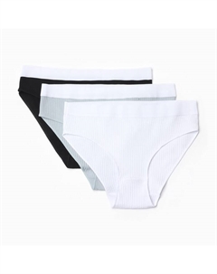 Набор трусов слипы рубчик размер 48-50 (белый, бежевый, чёрный) 3 шт. Minaku