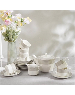 Чайный сервиз WY Eternal, 12 предметов, кружка 250 мл 6 шт, блюдце 6 шт, фарфор Wilson&young