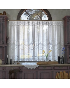 Тюль на кухню со шторной лентой, 170х270 см, цвет белый, 100% полиэстер Лента