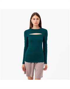 Лонгслив с вырезом на груди женский : Basic line, изумрудный, размер 42 Minaku