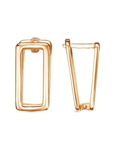 Серьги «Прямоугольник» объемный, розовое золочение Красная пресня