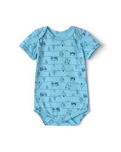 Боди детское с коротким рукавом, цвет голубой/енот, рост 80 Юниор текстиль