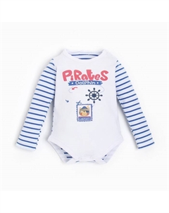 Боди детское, цвет белый/голубой, рост 56 см Linas baby