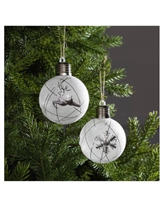 Набор ёлочных шаров «Серебристые нити», 2 шт, d=8 см, 1 LED, от батареек, свечение белое Luazon lighting