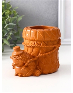 Карандашница сувенирная «Ёжик с корзиной», 9×8×12 см, красная глина Хорошие сувениры