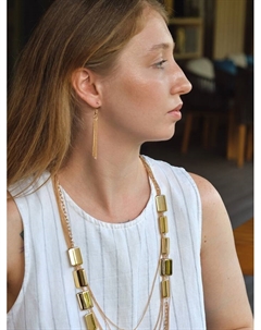 Набор 2 предмета: серьги, бусы «Унисон» прямоугольники, цвет золото, 80 см Qf