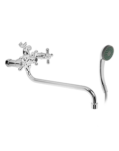Смеситель для ванны "Центр Сантехники" 15417, двухвентильный, настенный, с душевым набором, хром Центр сантехники
