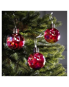 Набор ёлочных шаров «Яркие переливы», 3 шт., d=7 см, 3 LED, от батареек AG13×9, свечение тёплое белое Luazon lighting