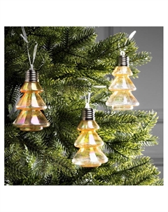 Набор ёлочных шаров «Ёлки-конусы», 3 шт., d=10×6 см, 3 LED, от батареек AG13×9, свечение тёплое белое Luazon lighting