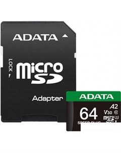 Карта памяти SPEED PLUS microSDXC 64GB UD64GUI3V30A2SP-RA1 (с адаптером) Adata