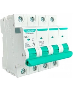 Выключатель автоматический TGB1N-63 4P 63A C 6kA 4M TGB1N-63-4-63C Tengen
