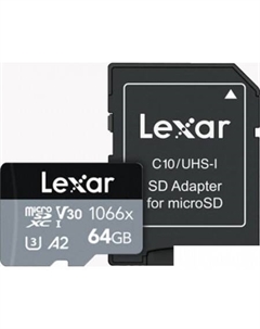 Карта памяти microSDXC LMS1066064G-BNANG 64GB (с адаптером) Lexar