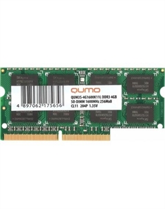 Оперативная память 4GB DDR3 SODIMM PC3-12800 QUM3S-4G1600K11L Qumo