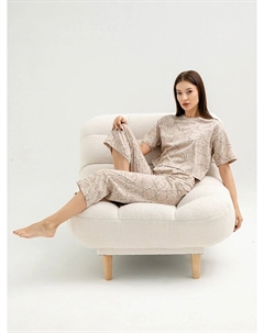 Комплект женский (футболка, бриджи) бежевый с овечками Mark formelle