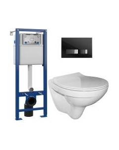 Унитаз подвесной с инсталляцией Керамин Санти R Slim + S-IN-MZ-VECTOR + P-BU-MOV/Blg/Gl