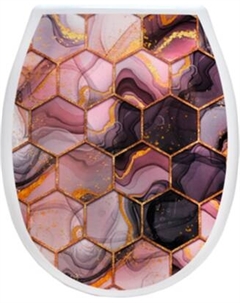 Сиденье для унитаза Еврокомфорт Океан Lux Абстракция соты розовые 003774