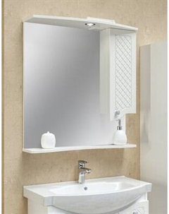 Шкаф с зеркалом для ванной Runo Милано 75 правый