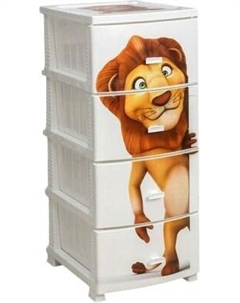 Комод пластиковый Русспласт Декор Лев монорисунок 4 секции / РП-451