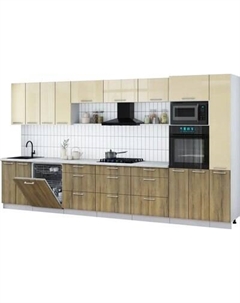 Кухонный гарнитур Интерлиния Мила Gloss 3.9-ПМ1