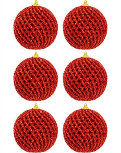 Набор шаров новогодних Elan Gallery Красный с блестками / 970153 Elan gallery