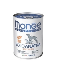 Влажный корм для собак Monge Monoprotein паштет из утки, консервы